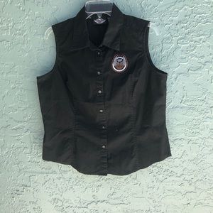Harley Davidson Black Embroidered Button Down